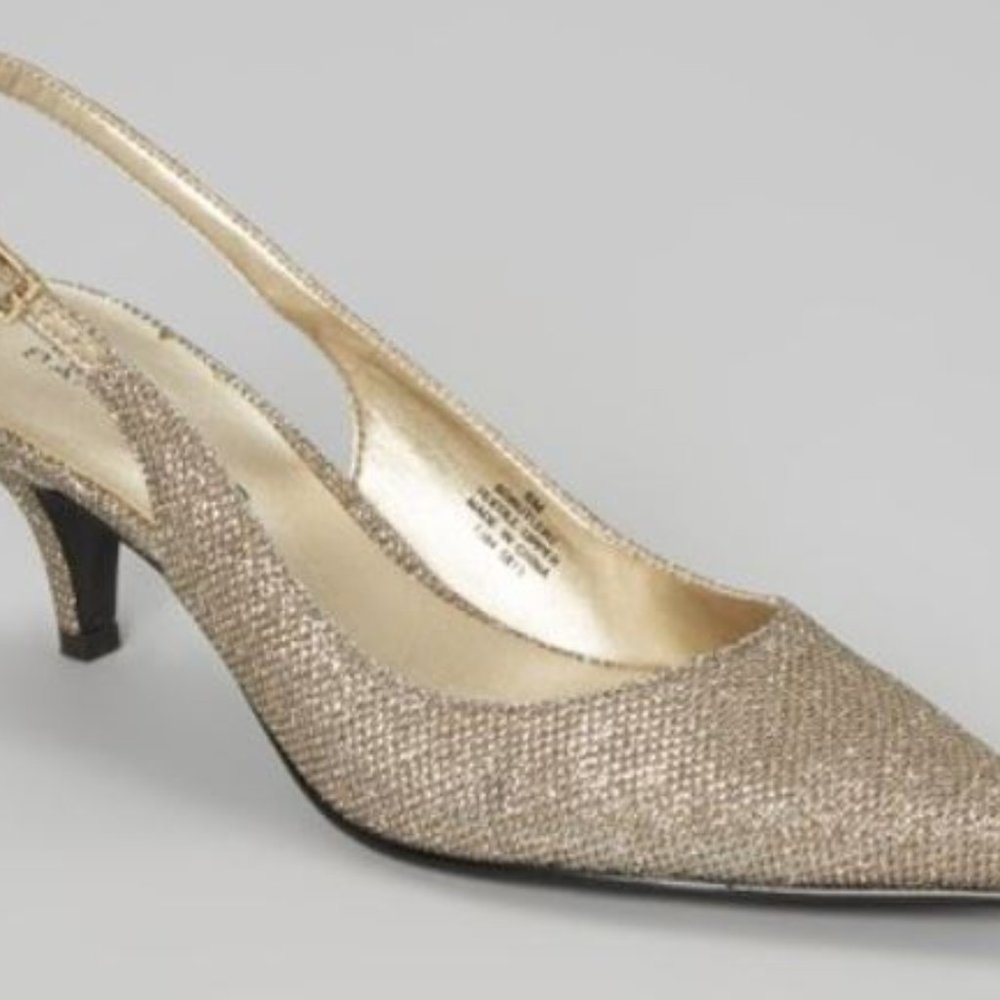 Gold Bandolino sling back heels